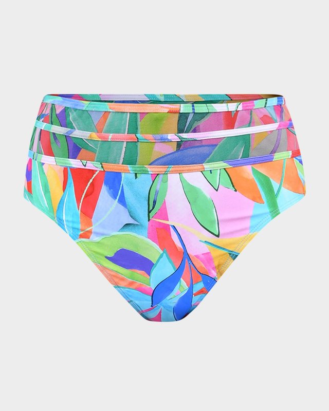 Tropi-Flage High-Waist Bikini Bottoms